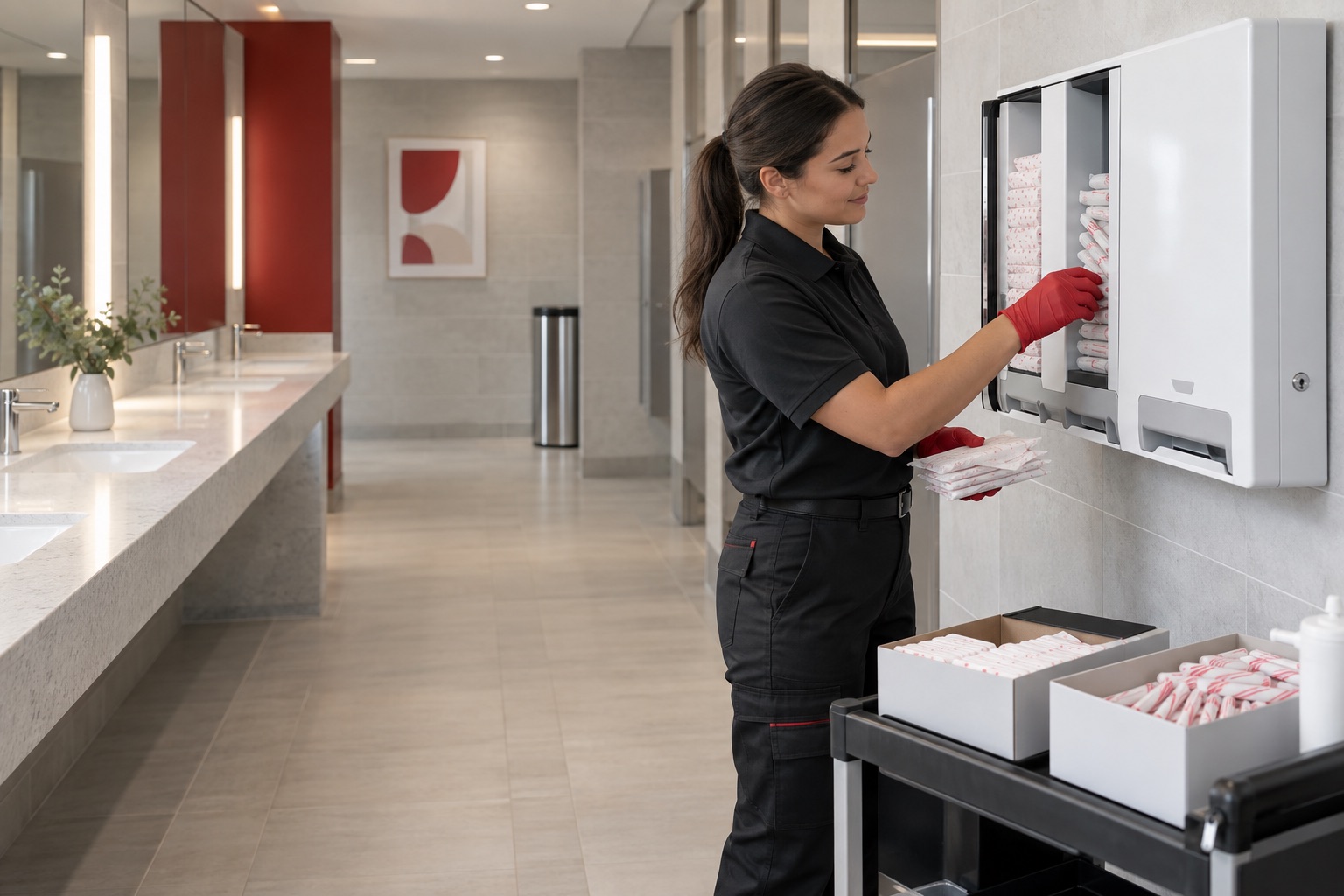 Menstrual product restocking services